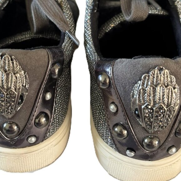 Kurt Geiger London Ludo Embellished Metallic Sneakers Sz 6.5 - Picture 3 of 9